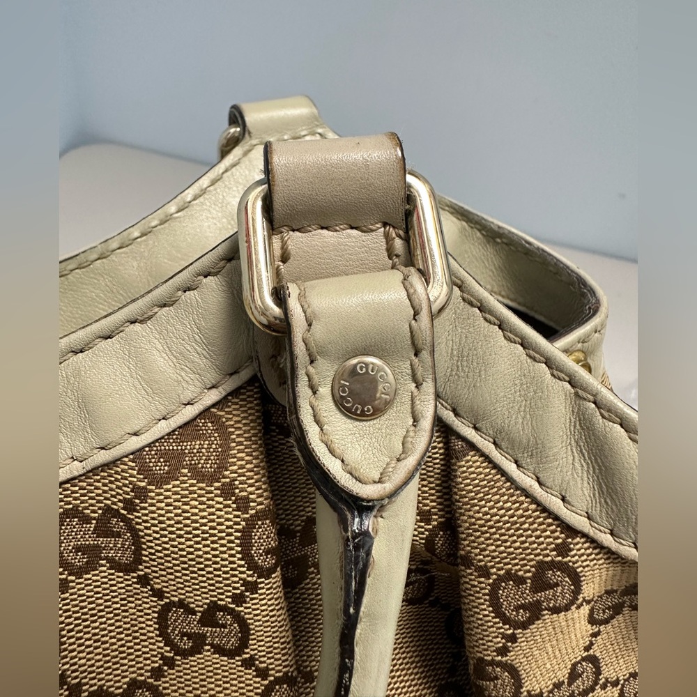 Gucci Handbag Sukey Large Canvas Tote Bag Leather Trim Beige - Picture 12 of 16